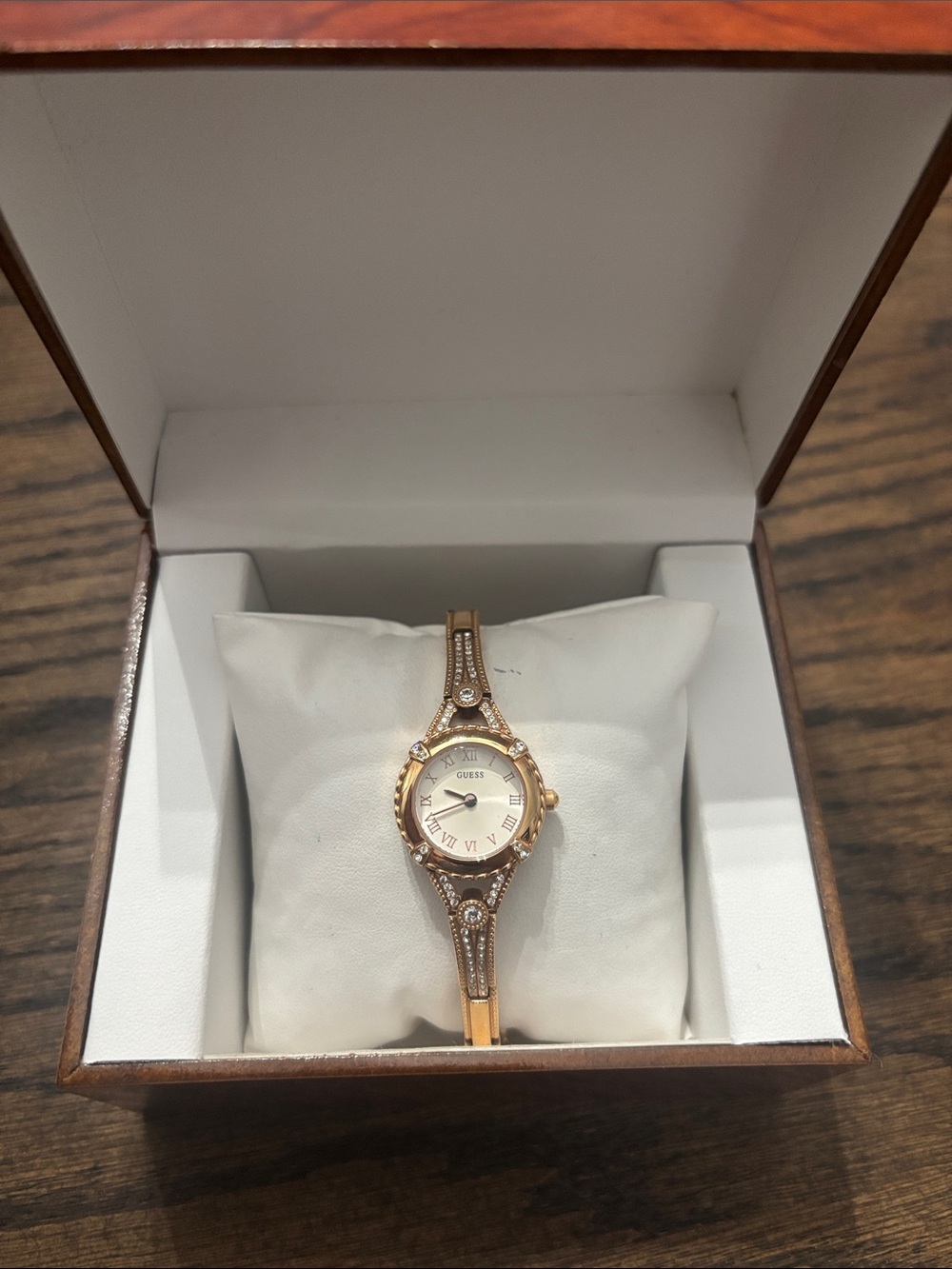 GUESS Rose Gold-tone Crystal Bracelet Ladies Watch